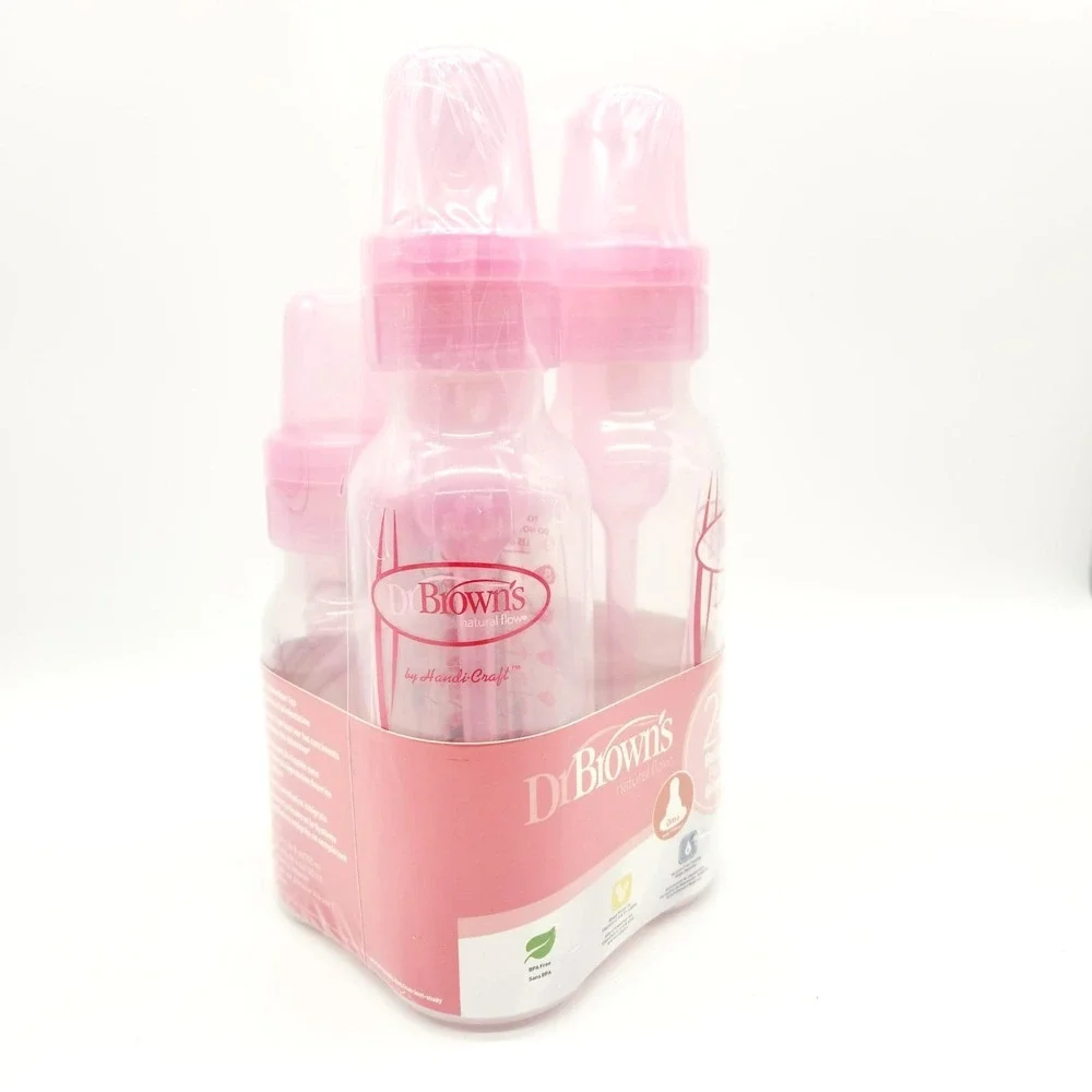 Dr. Brown's Pink 4 Pack Baby‎ Bottles Set – 2x 8 oz + 2x 4 oz BPA-Free